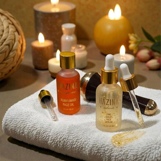 Glow Duo Ritual Set | Day & Night Gold Serum Duo + Free Kansa Wand