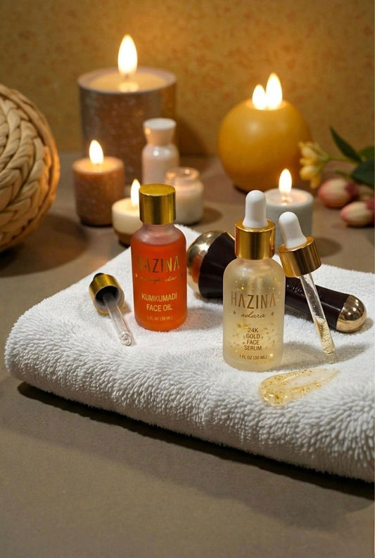Glow Duo Ritual Set | Day & Night Gold Serum Duo + Free Kansa Wand