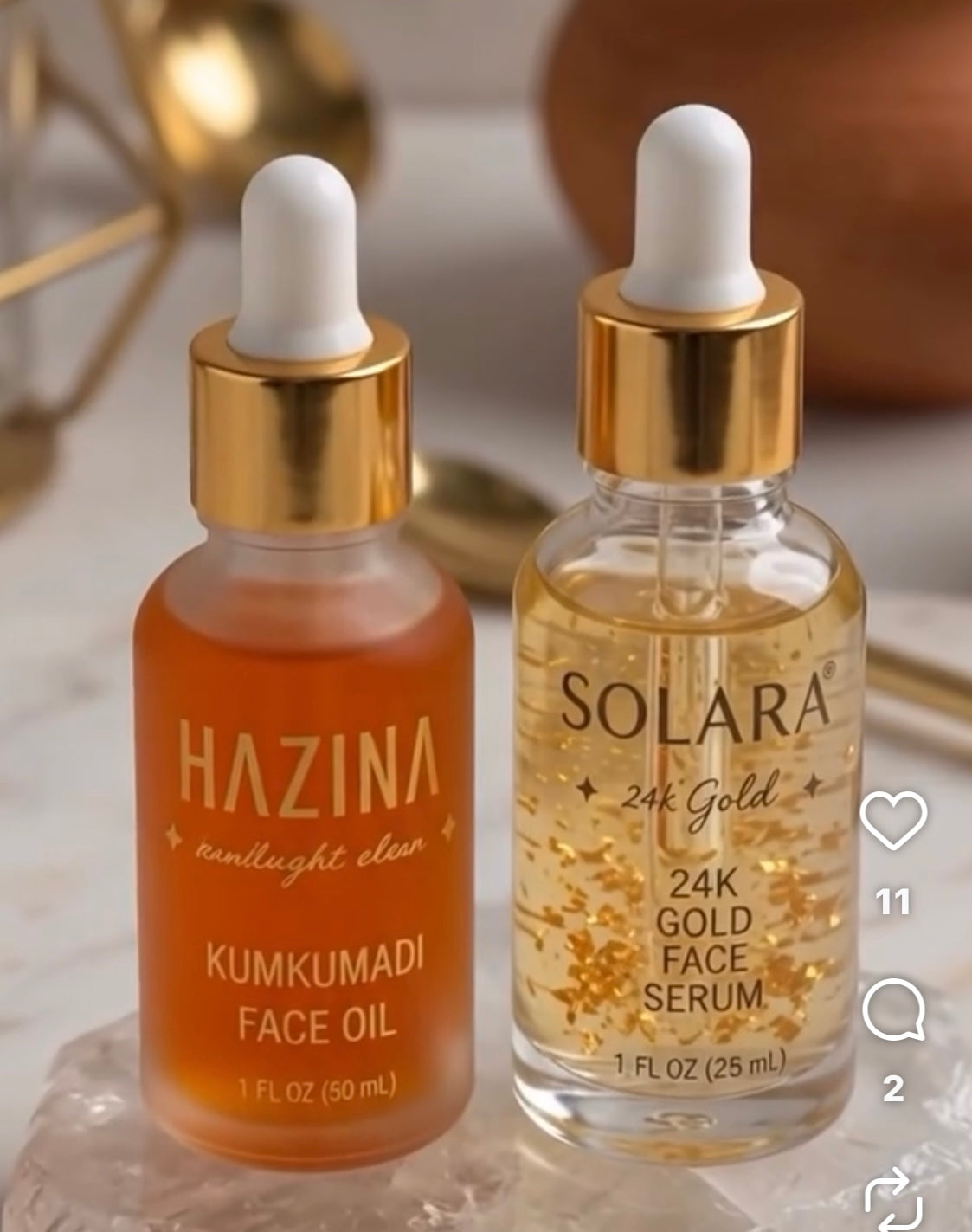 Glow Duo Ritual Set | Day & Night Gold Serum Duo + Free Kansa Wand